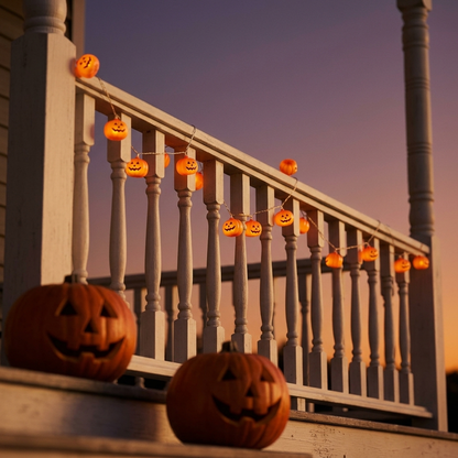 Pumpkin String Lights Halloween Decorations, 10ft 20 LED Battery Operated