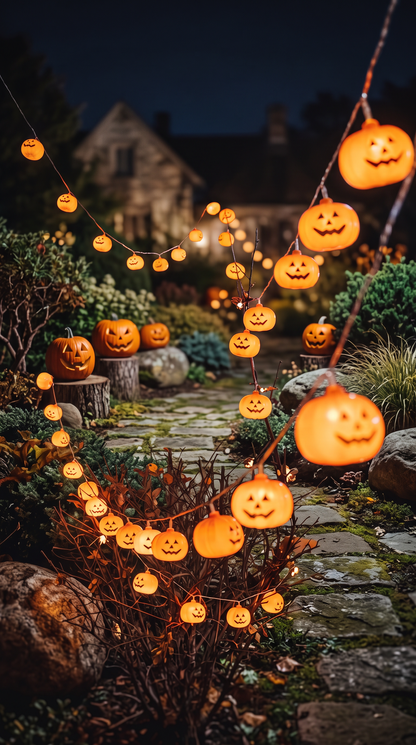 Pumpkin String Lights Halloween Decorations, 10ft 20 LED Battery Operated