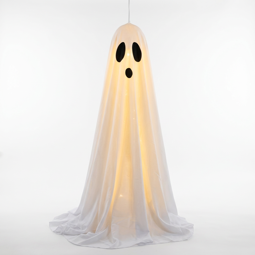 Spooky Ghost Decoration, Fabric Hanging Ghost for Halloween (33.5in/65in)